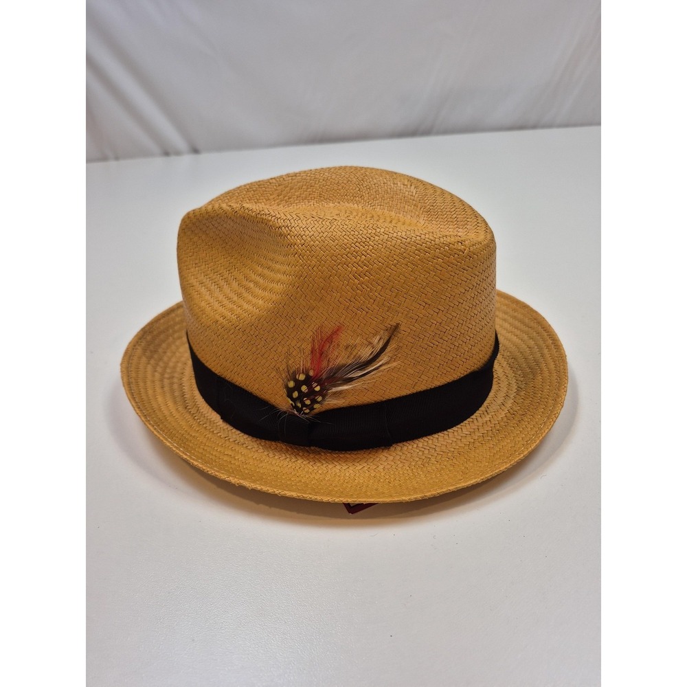 Genuine Panama Hat Fedora Mens One Size Beige Straw Lightweight Breathable